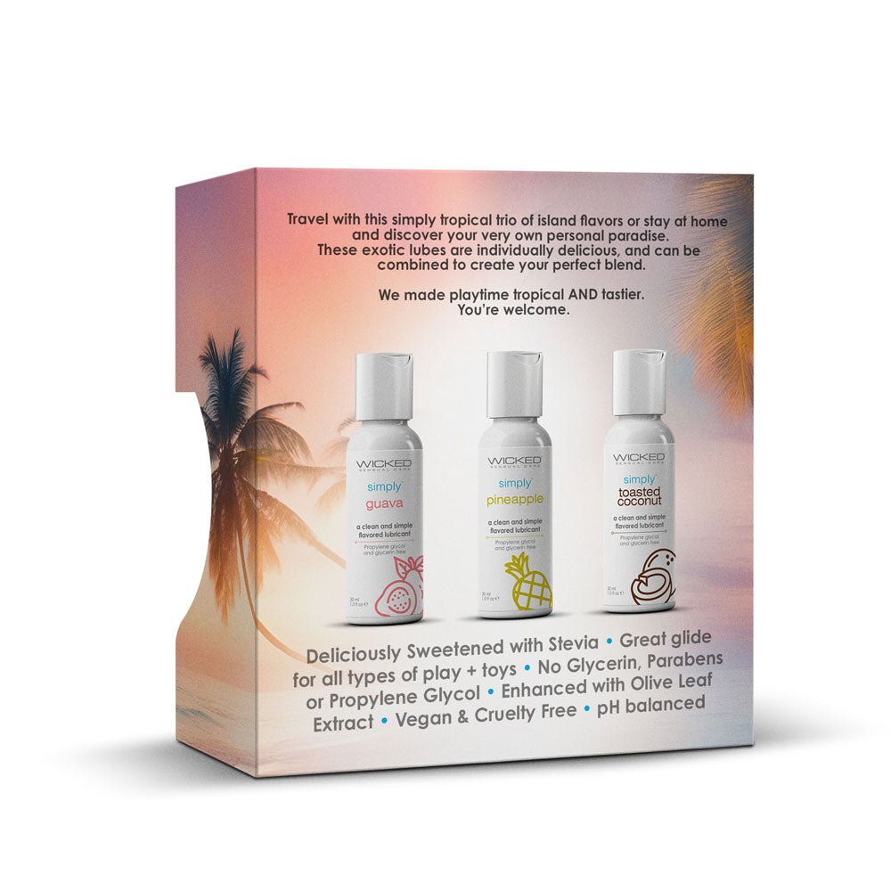 Wicked Simply Tropical Trio - Flavoured Water Based Lubricants - Set of 3 x 30 ml Bottles - Silk and Sin