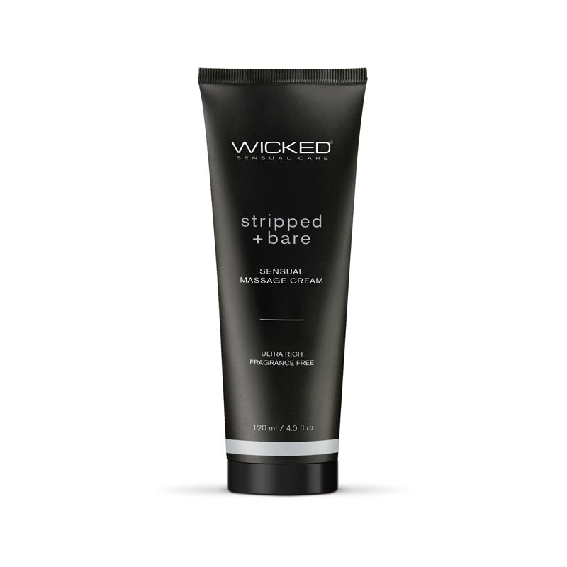 Wicked STRIPPED + BARE Sensual Massage Cream - Unscented Massage Cream - 120 ml Tube - Silk and Sin