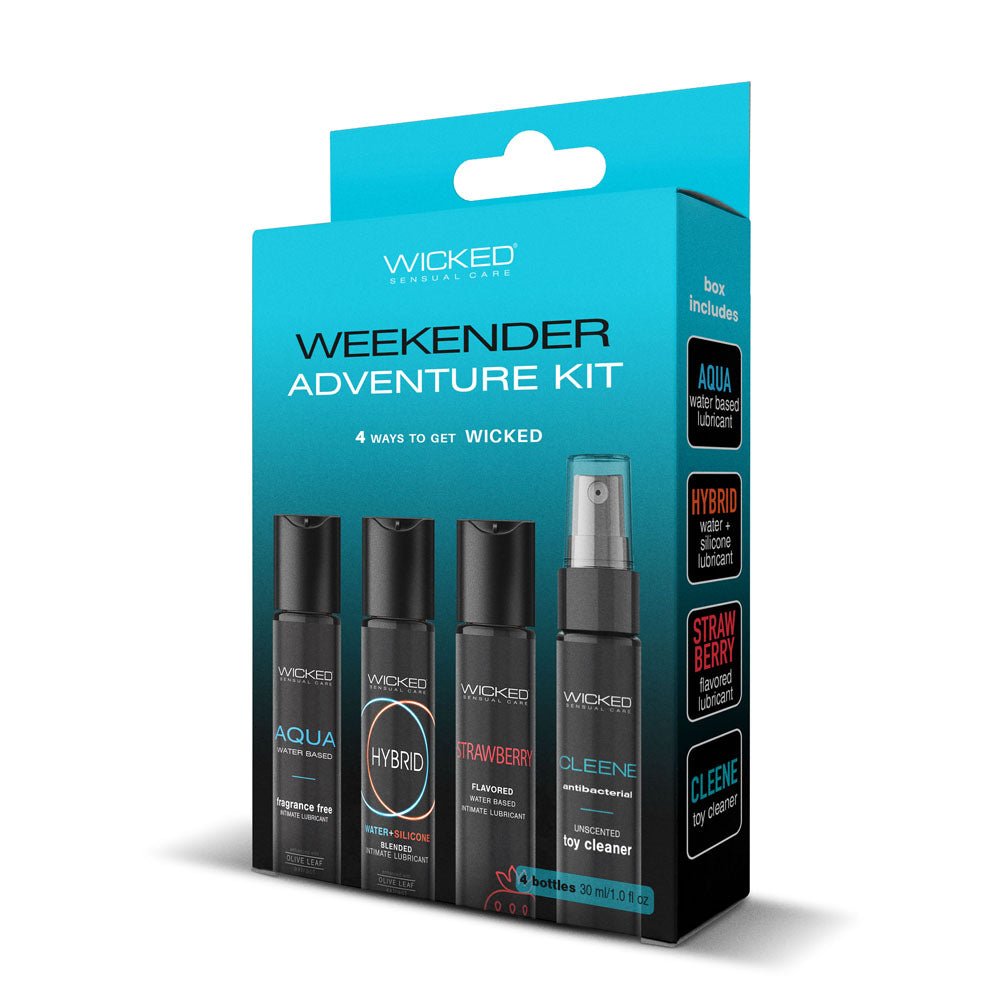 Wicked WEEKENDER ADVENTURE KIT - Mixed Lubricants & Cleaner 30 ml Bottles - 4 Pack - Silk and Sin