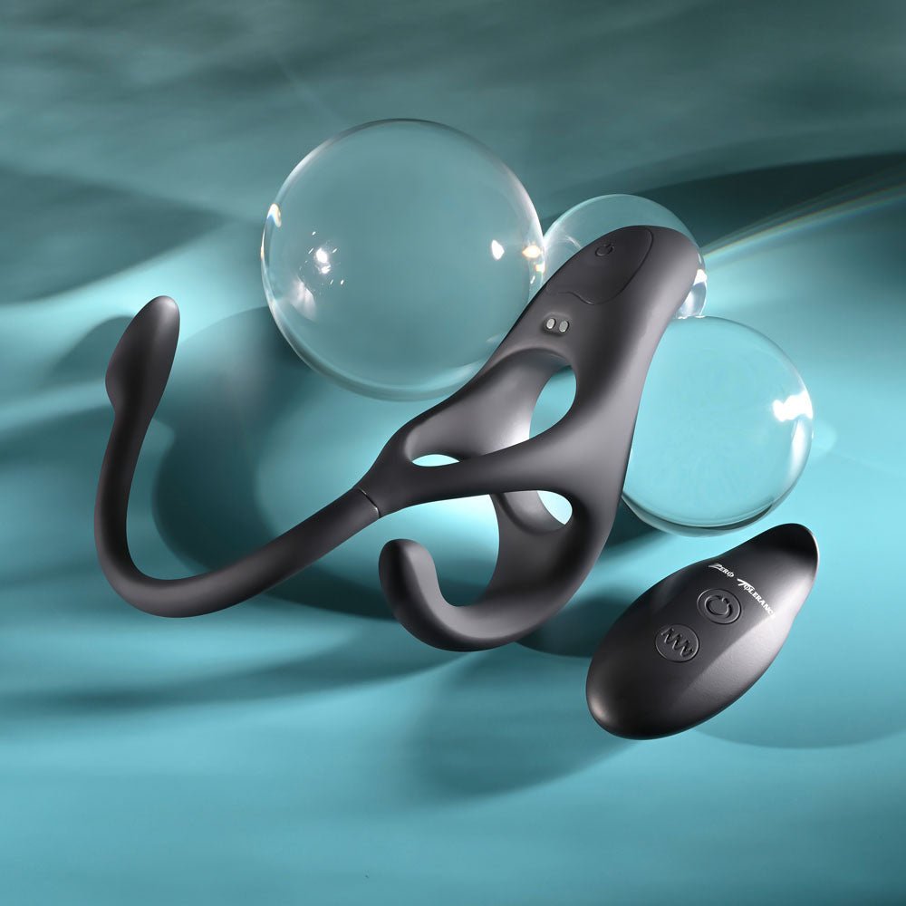 Zero Tolerance ALL THE BASES - Black USB Rechargeable Vibrating Cock Ring with Wireless Remote - silkandsin