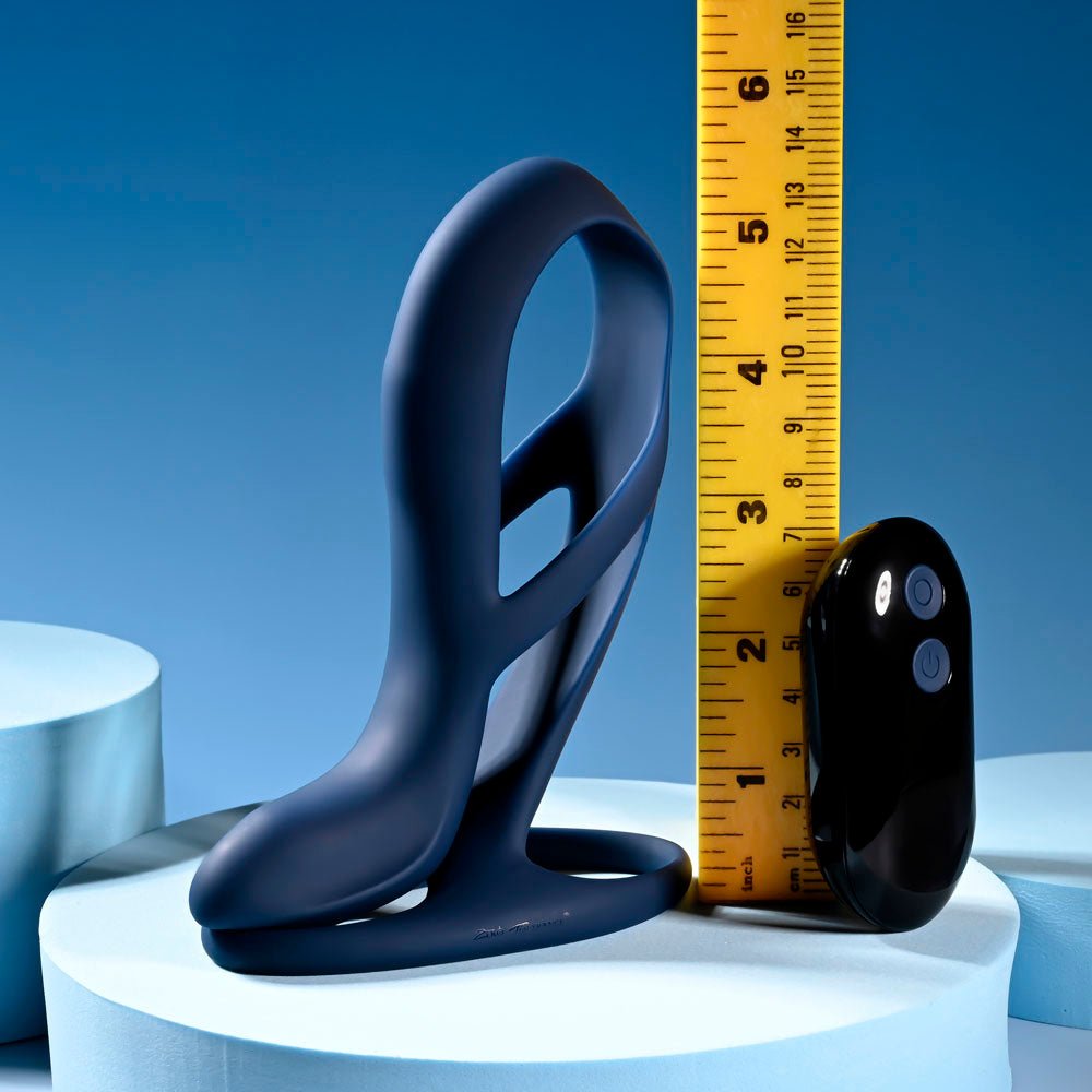 Zero Tolerance BIG TIME - Navy Blue USB Rechargeable Vibrating Penis Sleeve with Wireless Remote - silkandsin