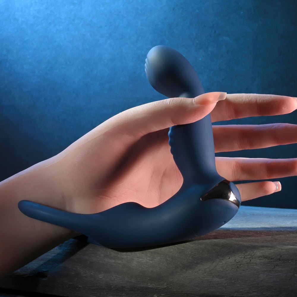 Zero Tolerance BY ALL MEANS - Blue 13.4 cm USB Rechargeable Prostate Massager with Cock Ring - silkandsin