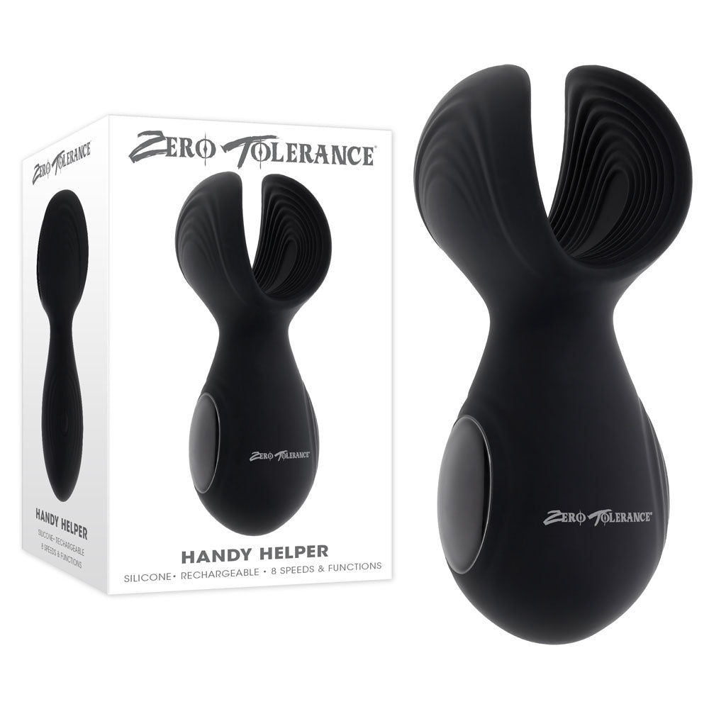 Zero Tolerance HANDY HELPER - Black USB Rechargeable Vibrating Stroker - silkandsin