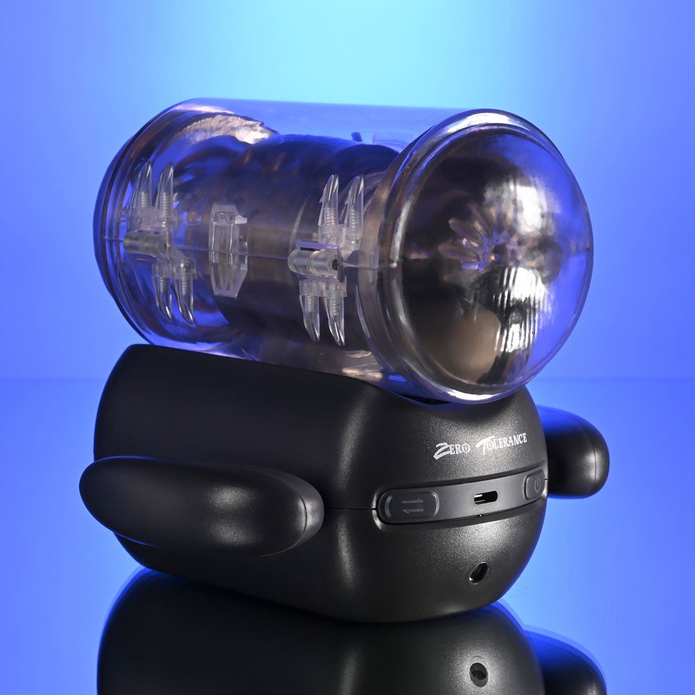 Zero Tolerance HOLD ME TIGHT - Black USB Rechargeable Vibrating Auto Stroker with Phone Holder - silkandsin