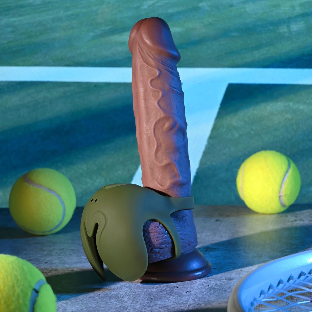 Zero Tolerance NUTTY BUDDY - Olive Green USB Rechargeable Vibrating Cock & Balls Ring - silkandsin