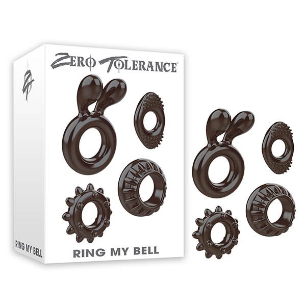 Zero Tolerance Ring My Bell - Black Cock Rings - Set of 4 - silkandsin