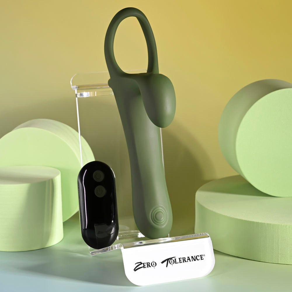 Zero Tolerance STRAP, TAP & GO - Green USB Rechargeable Vibrating & Tapping Penis Sleeve with Wireless Remote - silkandsin