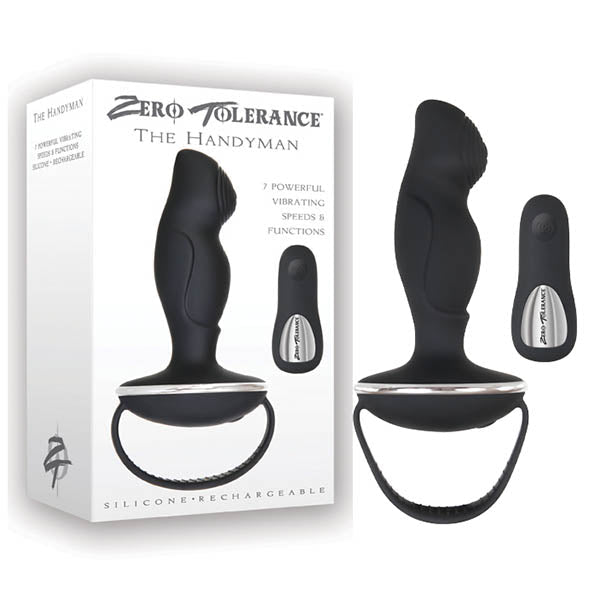 Zero Tolerance The Handyman - Black USB Rechargeable Vibrating Anal Plug with Remote - silkandsin