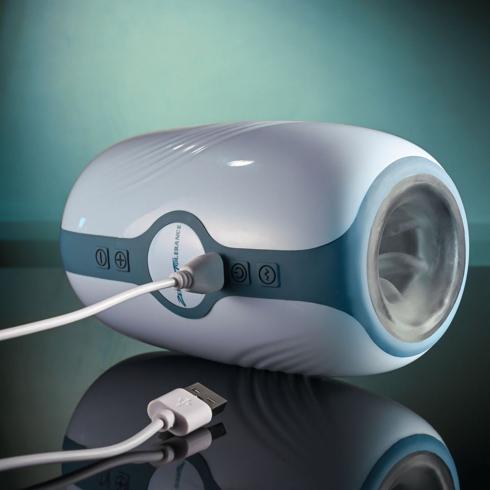Zero Tolerance TOUCHDOWN - White 15 cm USB Rechargeable Vibrating & Tightening Stroker - silkandsin