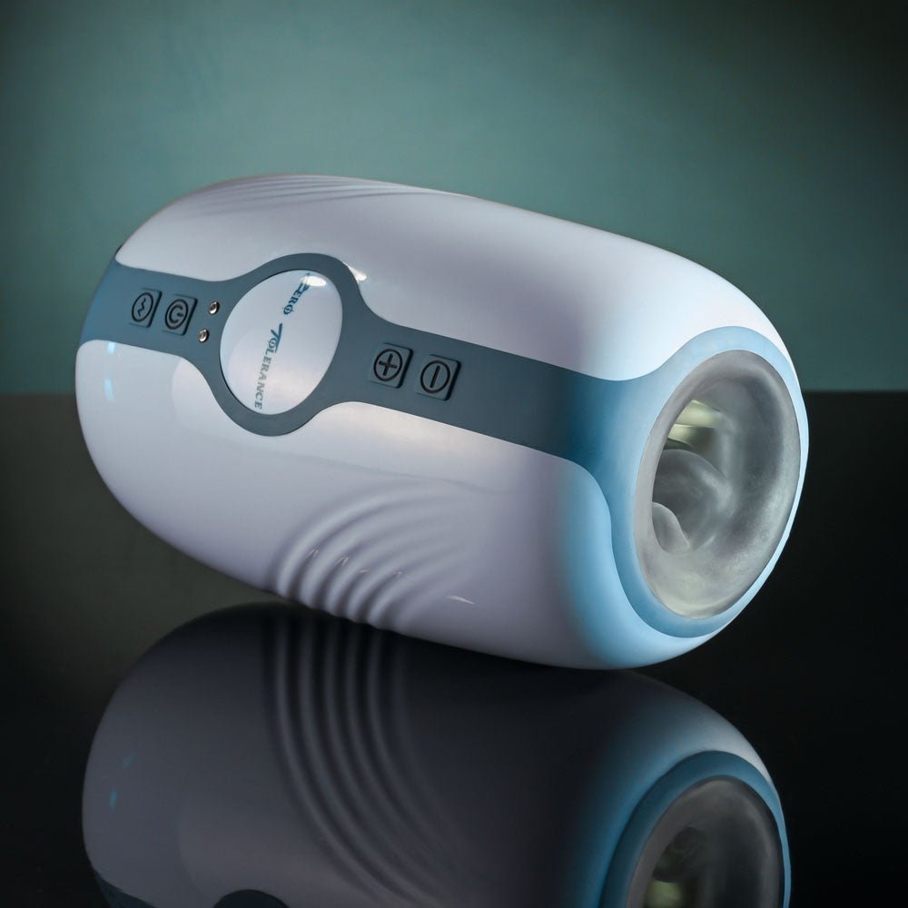 Zero Tolerance TOUCHDOWN - White 15 cm USB Rechargeable Vibrating & Tightening Stroker - silkandsin