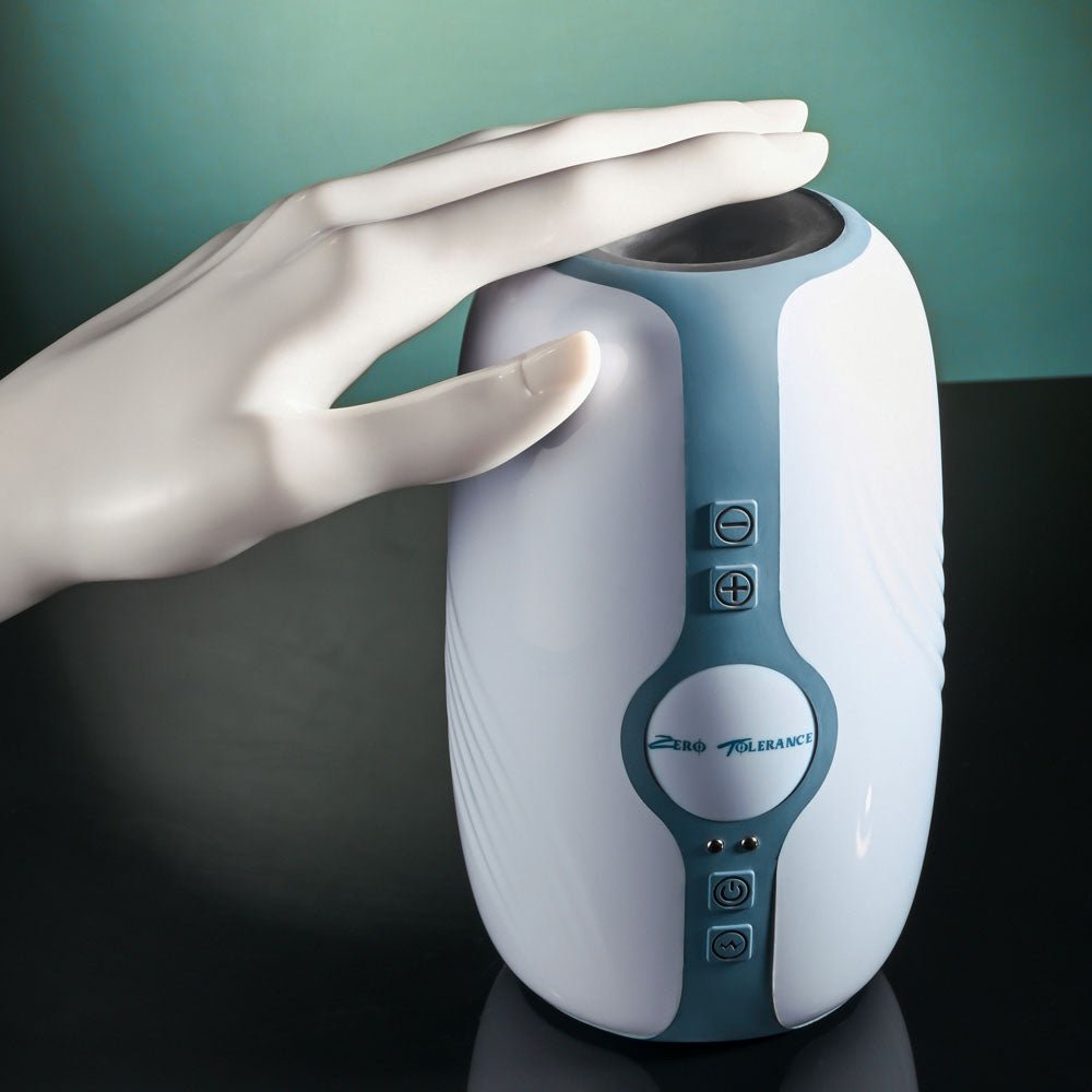 Zero Tolerance TOUCHDOWN - White 15 cm USB Rechargeable Vibrating & Tightening Stroker - silkandsin