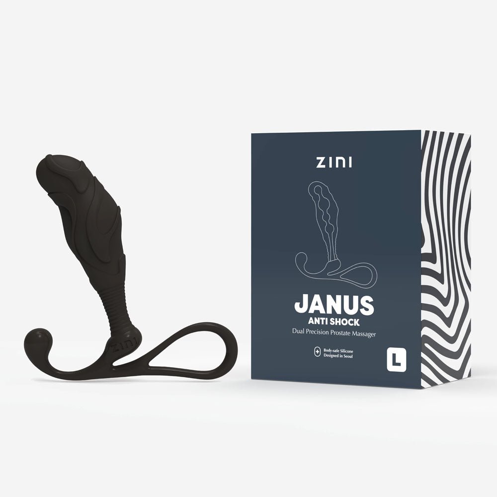 Zini Janus Anti Shock - Large - Black Large Prostate Massager - silkandsin