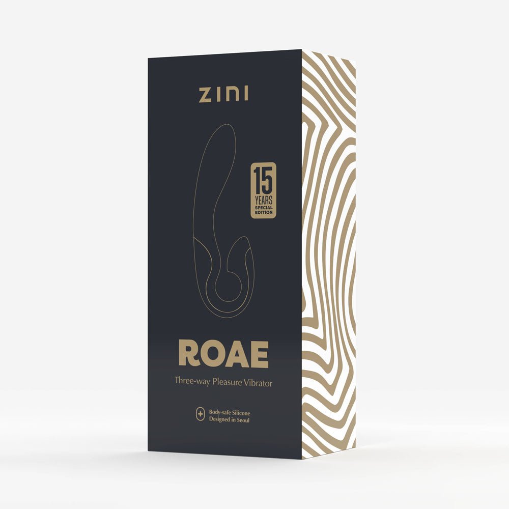 Zini Roae Special Edition - Black/Gold - Black/Gold 19.5 cm USB Rechargeable Vibrator - silkandsin