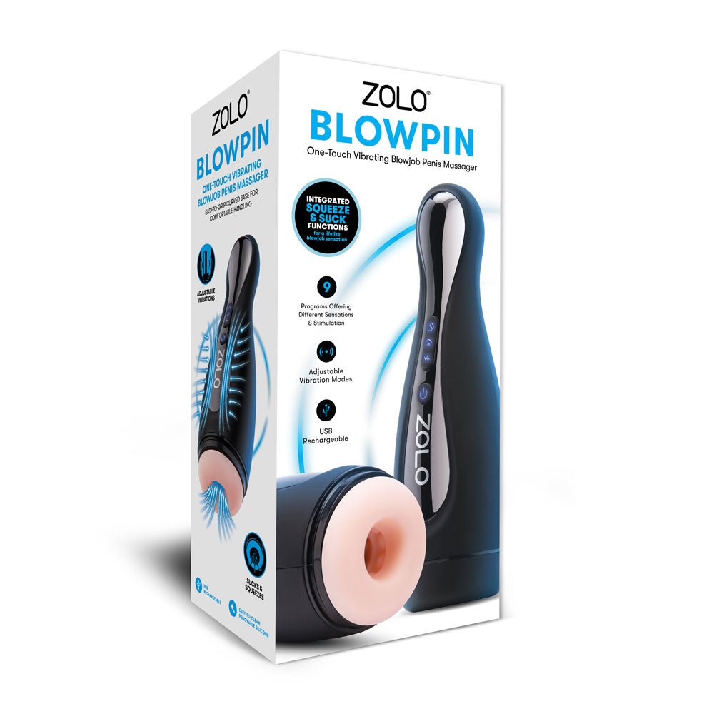 Zolo Blowpin - Flesh USB Rechargeable Auto Sucking and Vibrating Masturbator - silkandsin