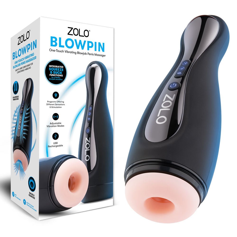 Zolo Blowpin - Flesh USB Rechargeable Auto Sucking and Vibrating Masturbator - silkandsin