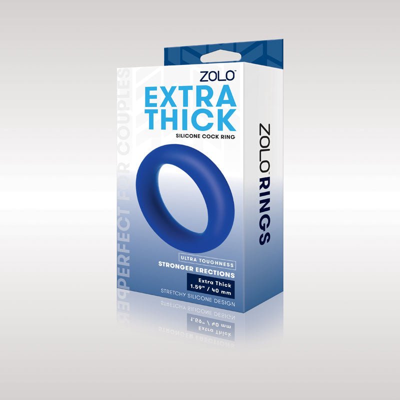 Zolo Extra Thick Silicone Cock Ring - Blue 40 mm Cock Ring - silkandsin