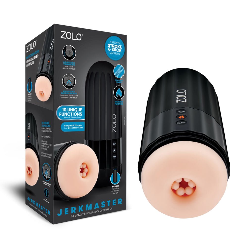 Zolo Jerkmaster - USB Rechargeable Stroking & Sucking Masturbator - silkandsin