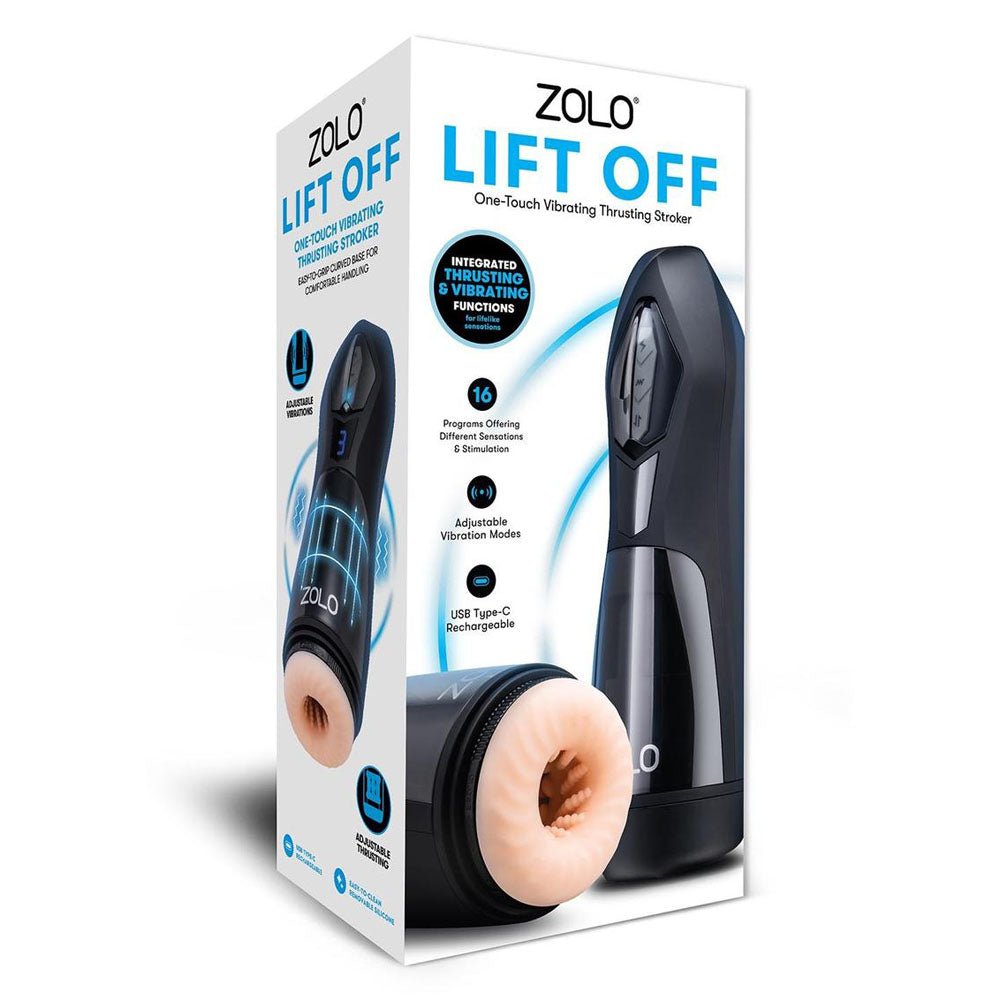 Zolo Lift Off - Flesh USB Rechargeable Vibrating and Thrusting Auto Stroker - silkandsin